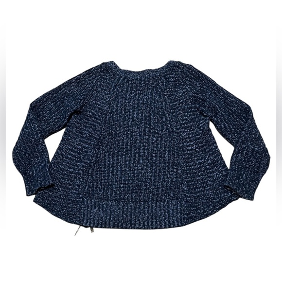 Anthropologie Moth v-neck pull over marbled navy cotton wool alpaca sweater - Picture 3 of 10
